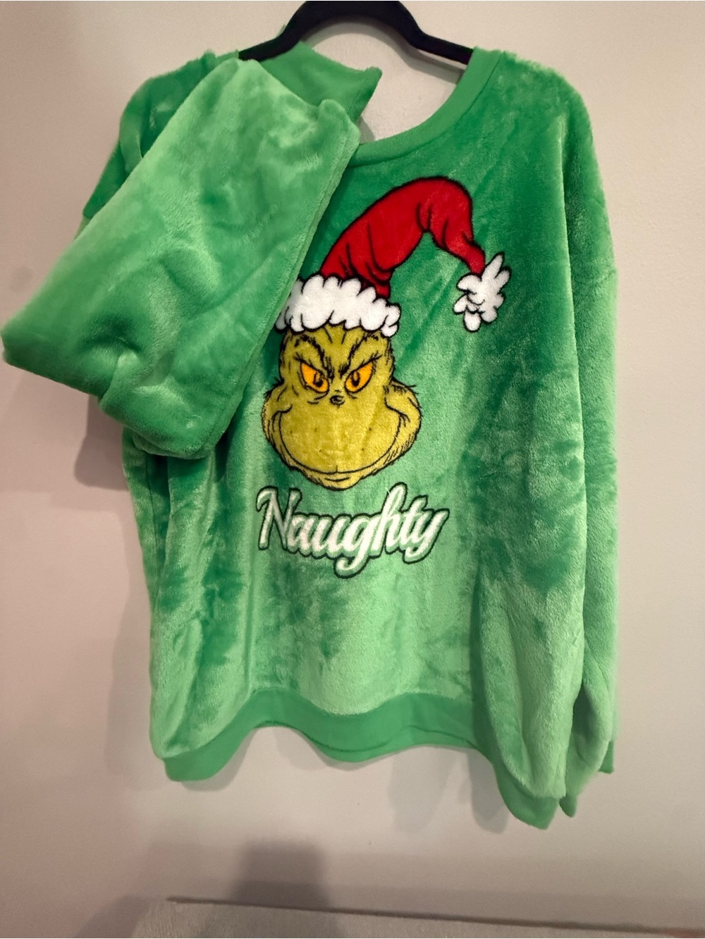 Green 'Naughty' Grinch Plush Ugly Sweater / SOFT!